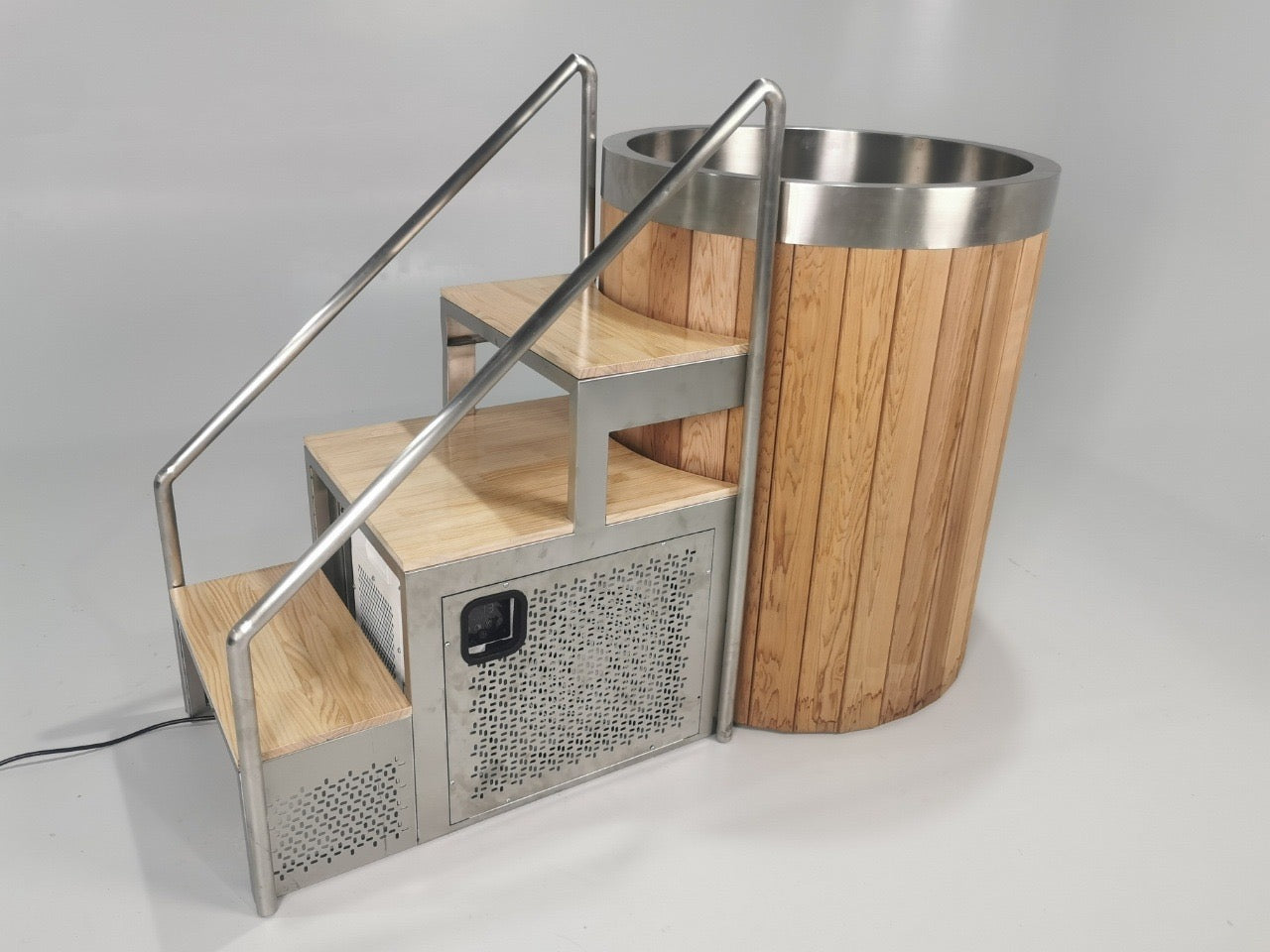 Wood Finish Cold Plunge Ice Barrel and Chiller