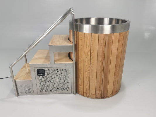 Wood Finish Cold Plunge Ice Barrel and Chiller